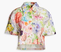 Alice OliviaCropped Hemd aus einer Leinenmischung mit floralem Print