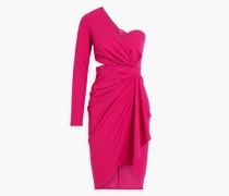 Drapiertes Kleid aus Crêpe mit asymmetrischer Schulterpartie und Cut-outs