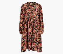 Hemdkleid inMinilänge aus einer Baumwollmischung mit floralem Print und Raffung
