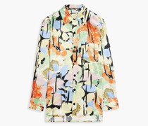 Bradner Hemd aus glänzendem Seiden-Jacquard mit floralem Print