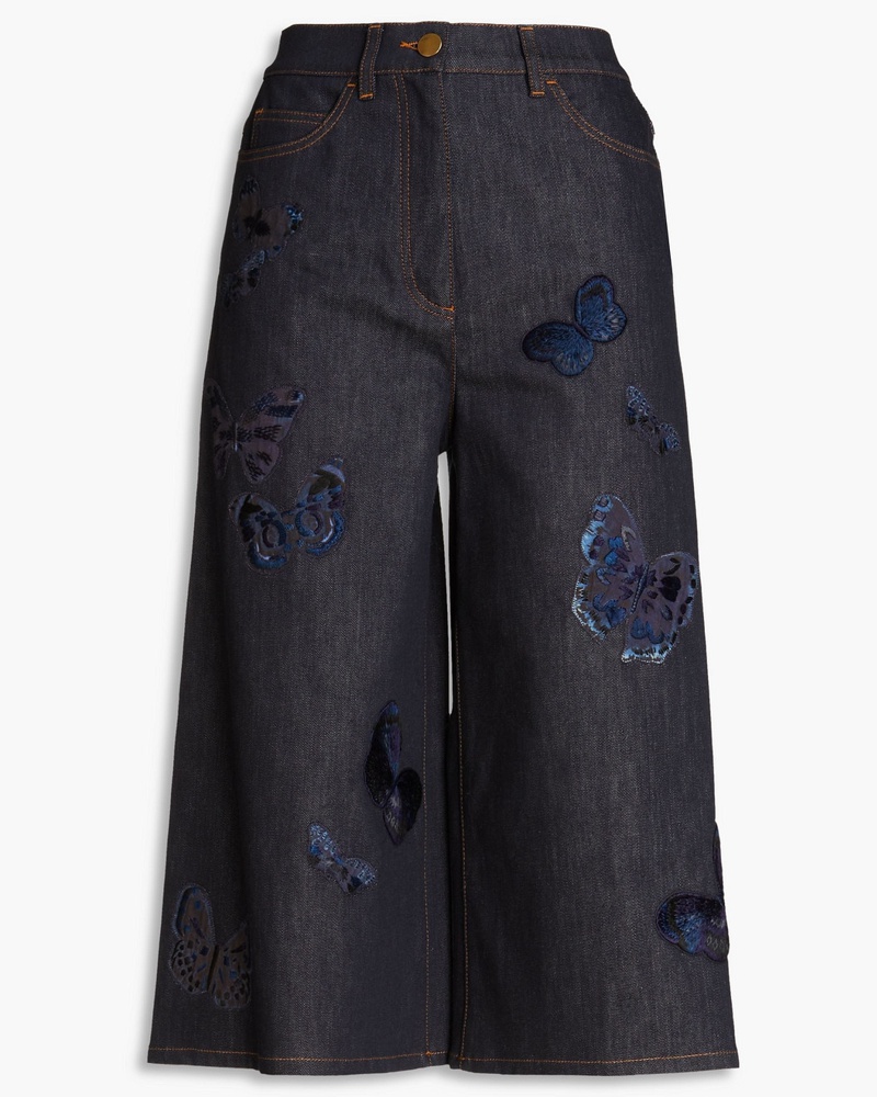 Valentino Garavani Damen Culottes aus Denim mit Applikationen Valentino Garavani Damen Culottes aus Denim mit Applikationen