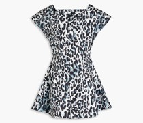ausgestelltes Minikleid aus Faille mit Leopardenprint