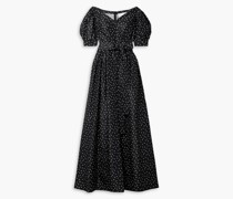 Schulterfreie Robe aus Seidentaft mit Polka-Dots