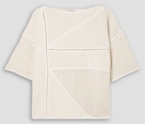 Pullover aus einer Baumwollmischung inLochstrick mit Pailletten S