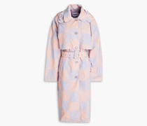 Shirly checked shell hooded trench coat