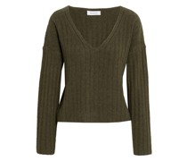 Melierter Pullover aus geripptem Kaschmir S