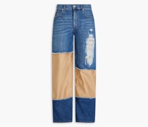 Zweifarbige Jeans aus Denim inDistressed-Optik 32