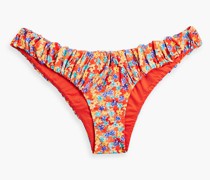 Leila tief sitzendes Bikini-Höschen mit floralem Print und Raffung