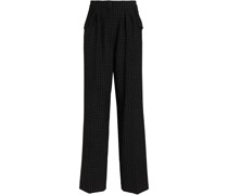 Karierte Hose mit weitem Bein aus Webstoff