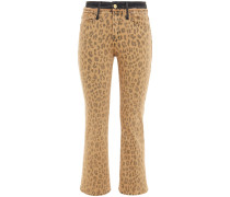 Le Crop Mini Boot Halbhohe Kick-flare-jeans mit Leopardenprint