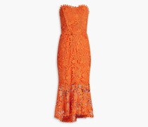 Trägerloses Midikleid aus Guipure-Spitze aus Baumwolle