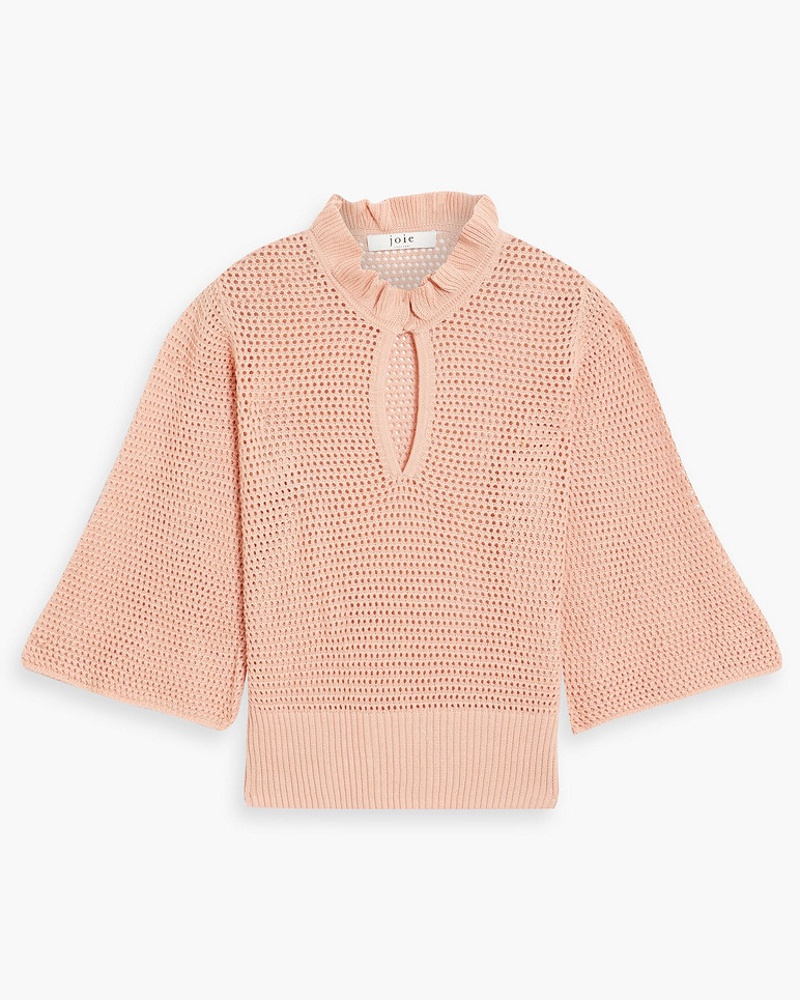 Joie Damen Friedell Strickpullover aus Baumwolle inHäkeloptik S