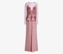 Robe aus Samt mit Tülleinsätzen und Verzierung