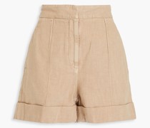 Shorts aus Drillich aus einer Baumwoll-Leinenmischung mit Zierperlen