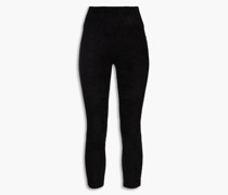 Cropped Leggings aus Veloursleder