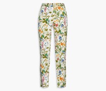 Paloma Hose mit schmalem Bein aus Baumwoll-Twill mit floralem Print