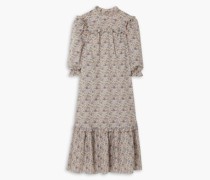 Estelle gestuftes Midikleid aus Baumwoll-Voile mit floralem Print