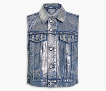Jeansweste mit Metallic-Beschichtung