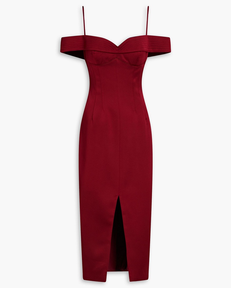 RASARIO Damen Midikleid aus glänzendem Crêpe mit Cut-outs
