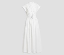 Celeste Maxikleid aus Baumwollpopeline mit Cut-outs und Wickeleffekt