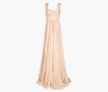 Robe aus Satin aus einer Seidenmischung mit Raffung