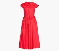 Gerafftes Midikleid aus Popeline aus einer Baumwollmischung