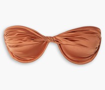 Bandeau-Bikini-Oberteil aus Stretch-Satin mit Twist-Detail