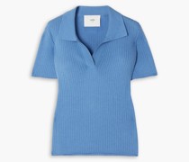 Pullover aus einer gerippten Seiden-Kaschmirmischung mit Polokragen