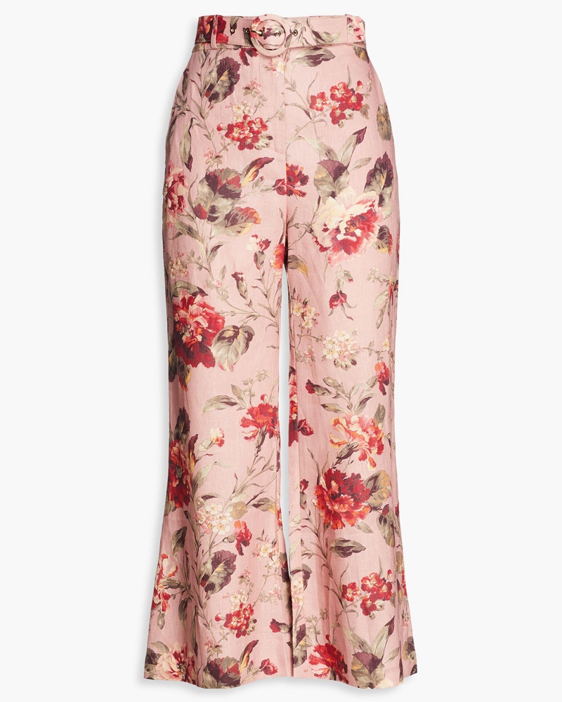 Zimmermann Damen Cassia Kick-flare-Hose aus Leinen mit floralem Print
