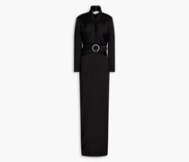 Drapierte Robe aus Satin mit Cut-outs und Verzierung