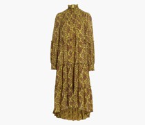 Folk asymmetrisches gestuftes Midikleid aus Chiffon mit Paisley-Print