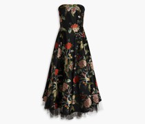 Eugenie strapless floral-jacquard maxi dress
