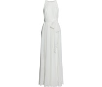 Gerafftes Maxikleid aus Chiffon mit Gürtel