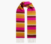Fringed striped alpaca-blend scarf