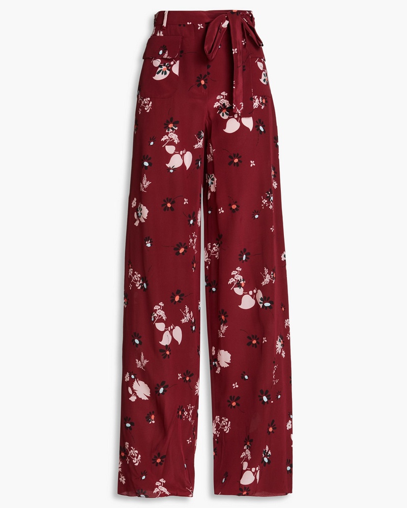 Valentino Garavani Damen Hose mit weitem Bein aus Crêpe de Chine aus Seide mit floralem Print