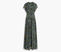 Plissiertes Maxikleid aus Chiffon mit floralem Print