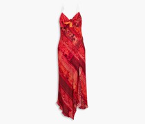 Alice OliviaHarmony asymmetric printed crepe de chine midi dress