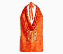 Jackie Neckholder-Oberteil aus Seidensatin mit floralem Print