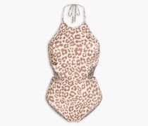 Neckholder-Badeanzug mit Leopardenprint und Cut-outs 0