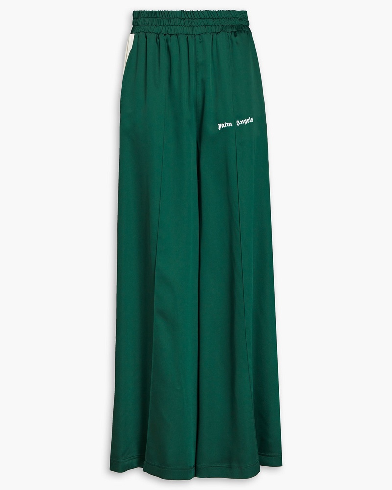Palm Angels Damen Hose mit weitem Bein aus Satin mit Print