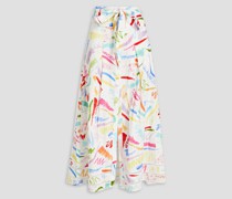 Aquarela plissierter Maxirock aus Baumwoll-Jacquard mit Print