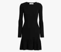 ausgestelltes Minikleid aus Tweed aus einer Baumwollmischung mit Zierknöpfen