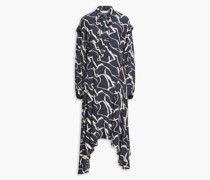 Gerafftes Midikleid mit Schluppe aus Crêpe de Chine aus Seide S