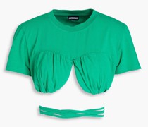 Baci Cropped T-Shirt aus Baumwoll-Jersey mit Bügel
