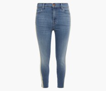 Stripe-trimmed faded mid-rise skinny jeans 23