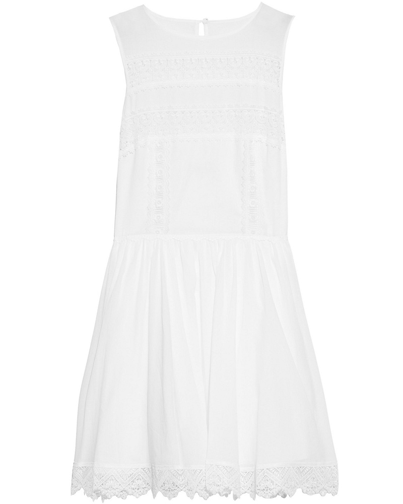 Charo Ruiz Damen Minikleid aus Voile aus einer Baumwollmischung mit Häkelspitzenbesatz M