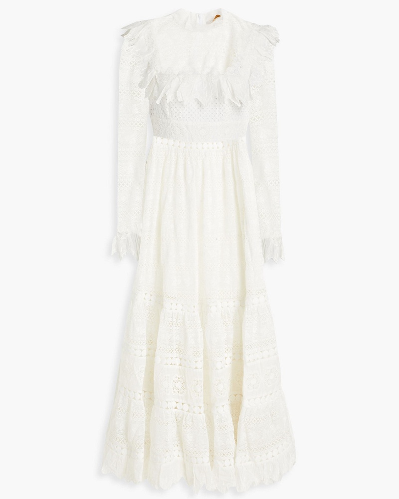 Zimmermann Damen Maxikleid aus Häkelspitze aus Baumwolle mit Rüschen 1