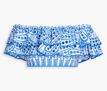 Cara schuterfreies Cropped Obertei aus einer Baumwomischung mit ochstickerei