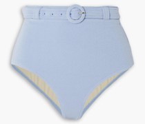 Hoch sitzendes Bikini-Höschen aus Stretch-Crêpe mit Gürtel