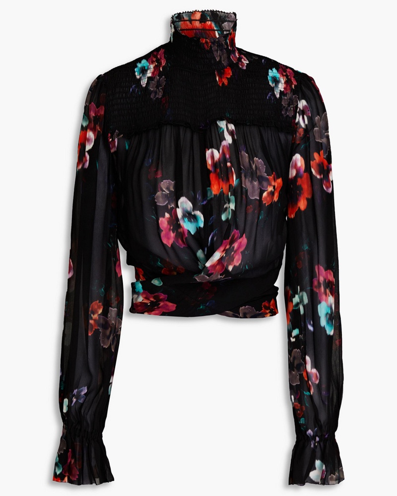 NICHOLAS Damen Kaija Bluse aus Chiffon mit floralem Print und Raffung